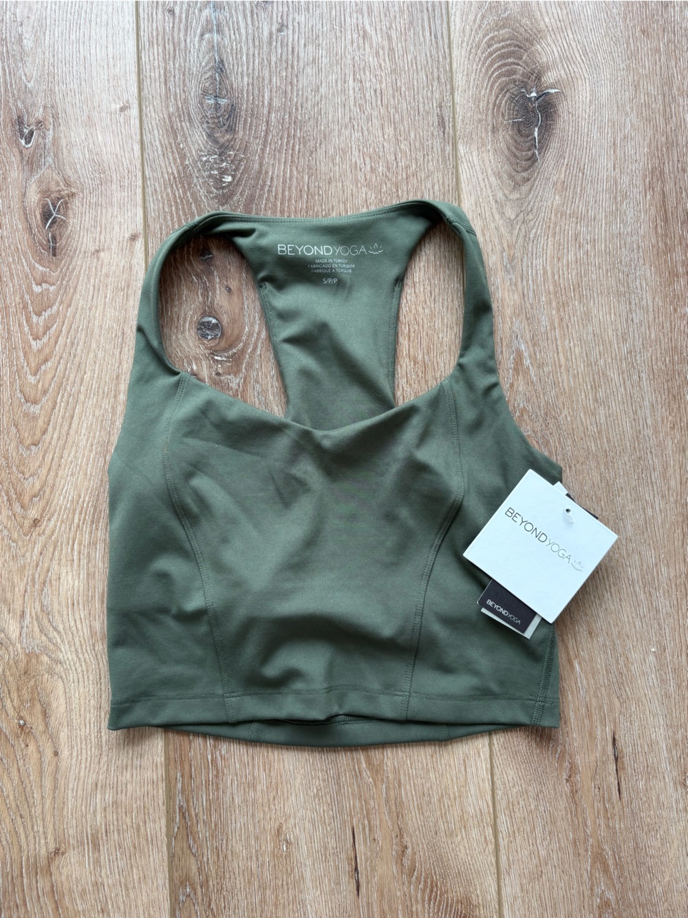 Beyond Yoga Olive Racerback Cropped Tank